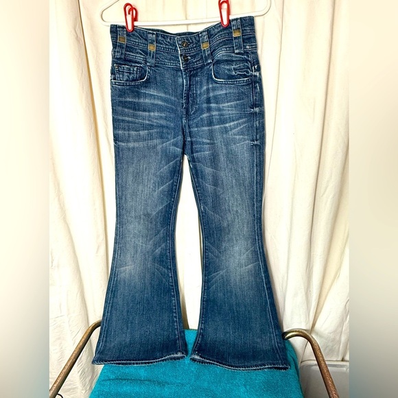 7 For All Mankind Bootcut Flare Jeans Women's Sz 27 Inseam 29" Metal Plates - Picture 2 of 14